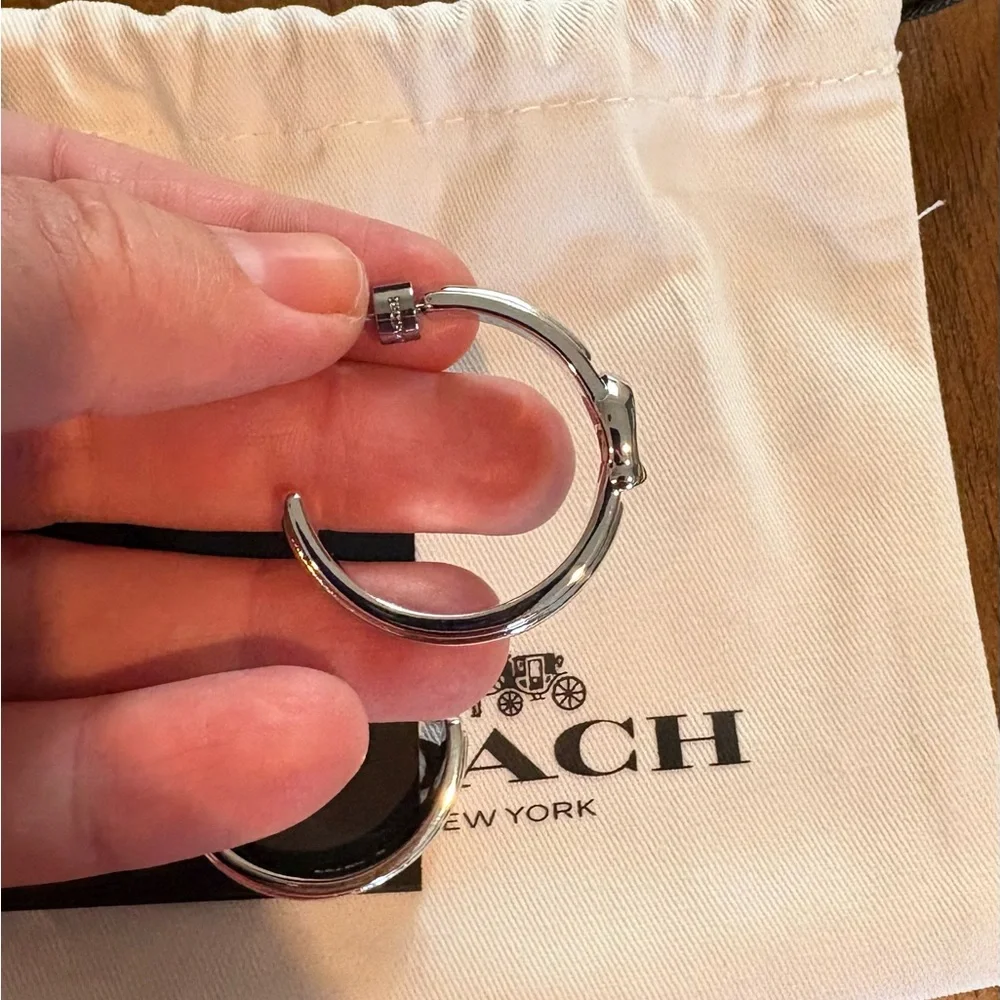 Coach Sculpted Signature Hoop Earrings - Picture 3 of 6